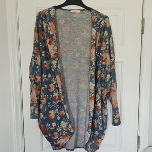 Floral Blue Cardigan Sweater
